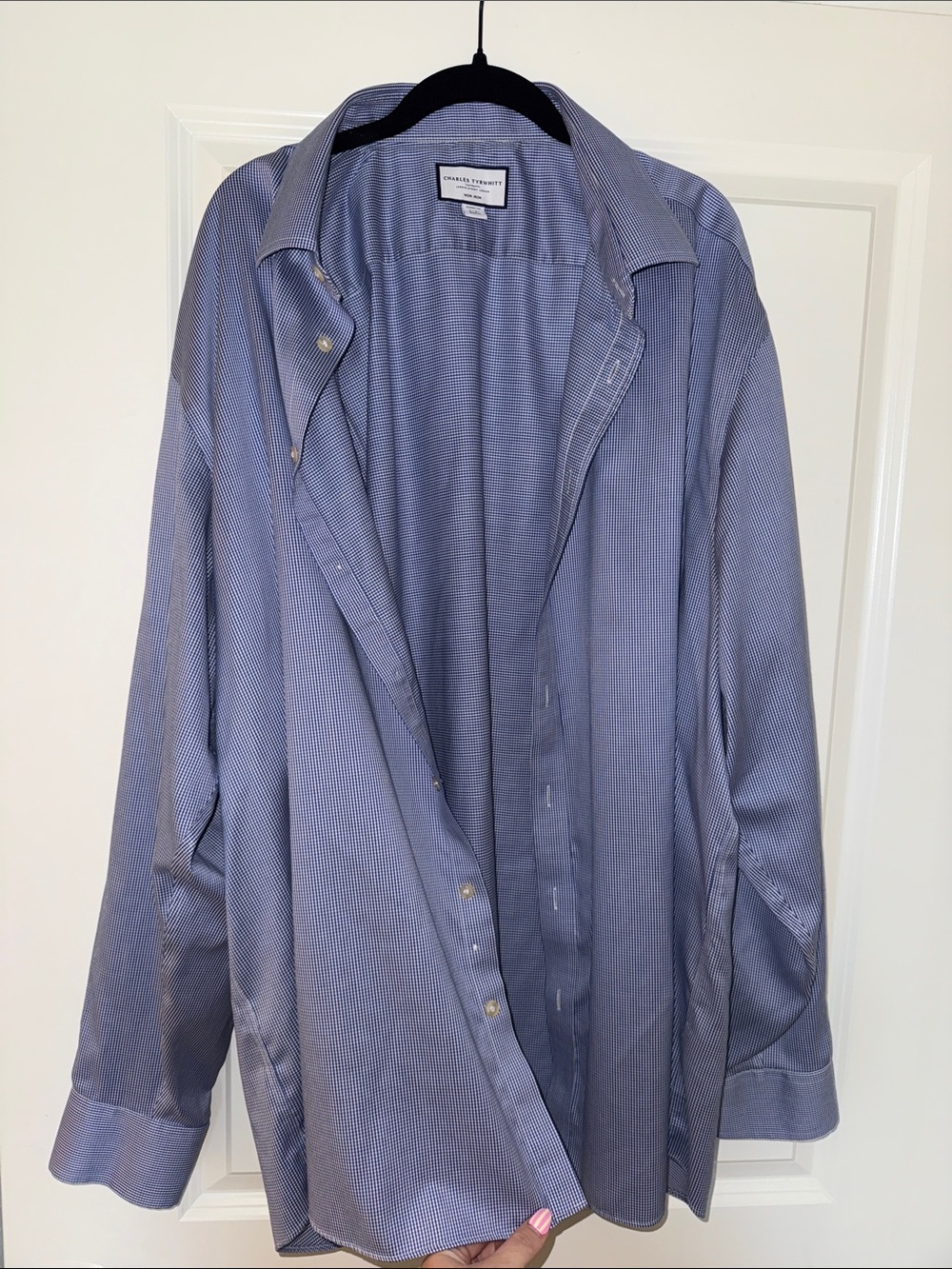 Charles Tyrwhitt Light Blue Micro-Check Shirt
